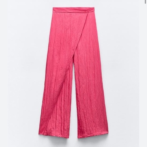 New! Zara creased effect wrap trousers Wide Leg Pants nwt 31010 - Picture 2 of 15